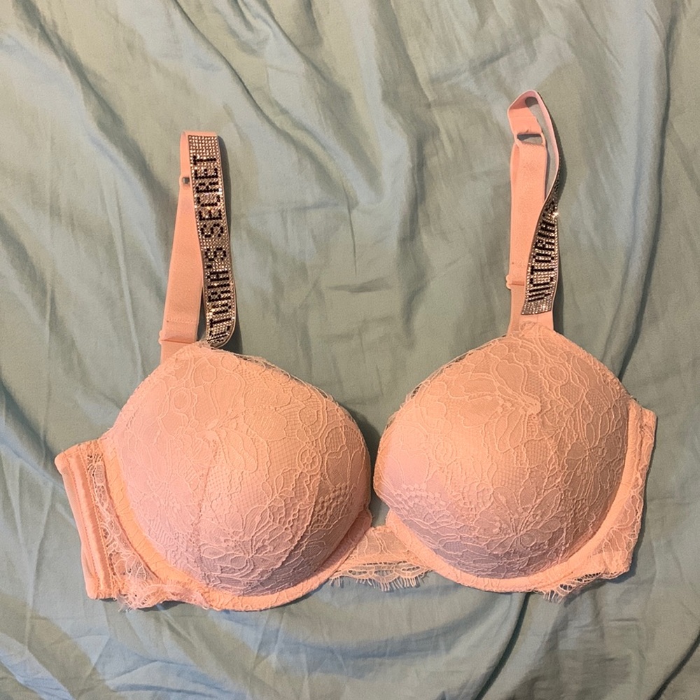 Victoria Secret Push Up Lace Shine Strap Bra 34D